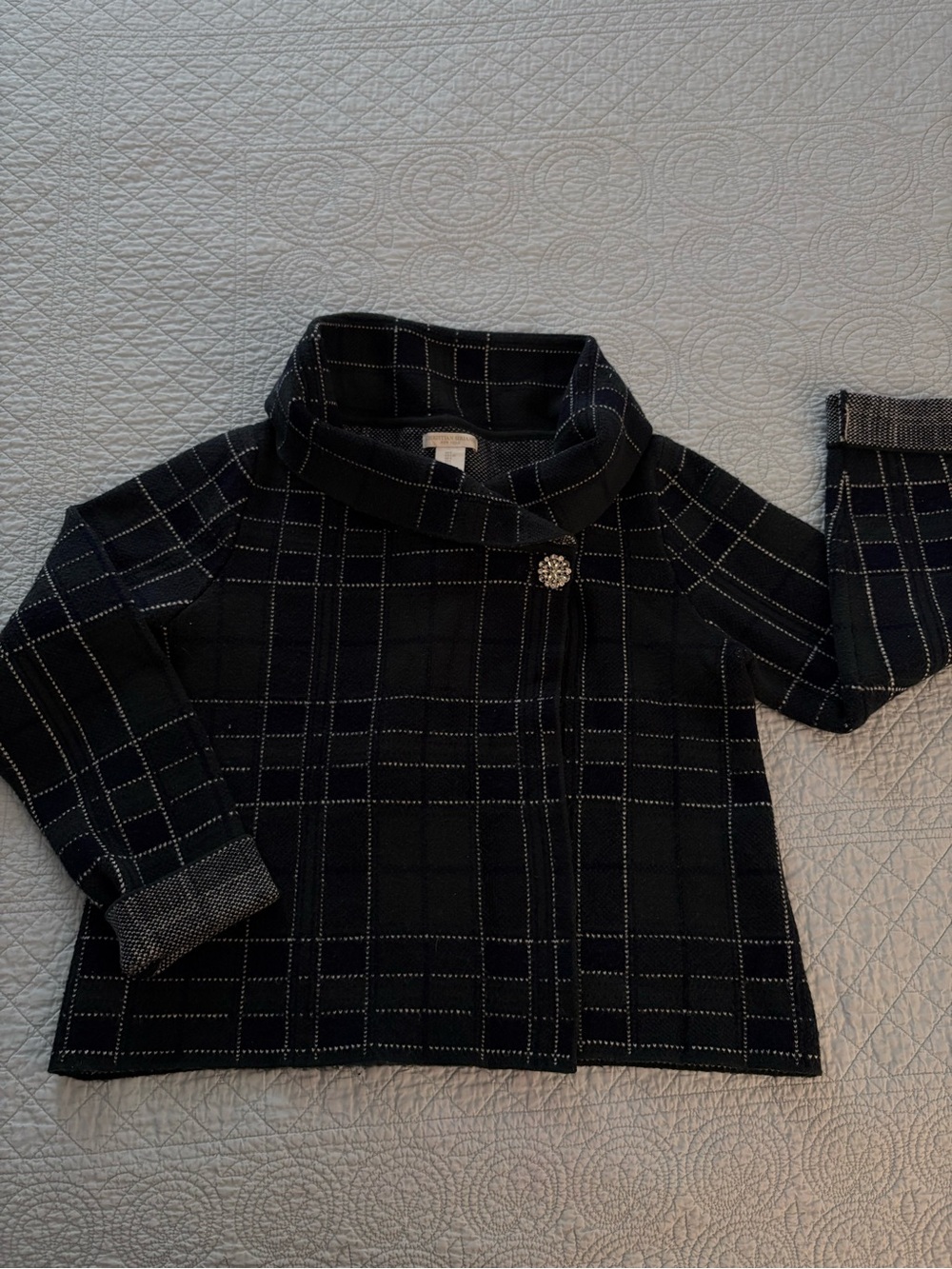 Christian Siriano plaid cardigan jacket. Size large.